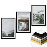 WANDBILDER 3er-Set - 40x60 cm Schwarzer Rahmen - Berge, Strand, Wolken, Wasser - Schwarz, Kunststoff (40/60cm) - ArtPrintCave