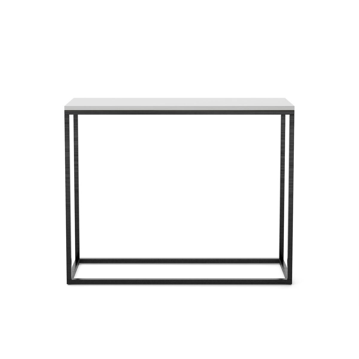 KONSOLENTISCH Well 100 Weiß, Schwarze Beine - Schwarz/Weiß, Holzwerkstoff/Metall (25/100/80cm) - Bettso