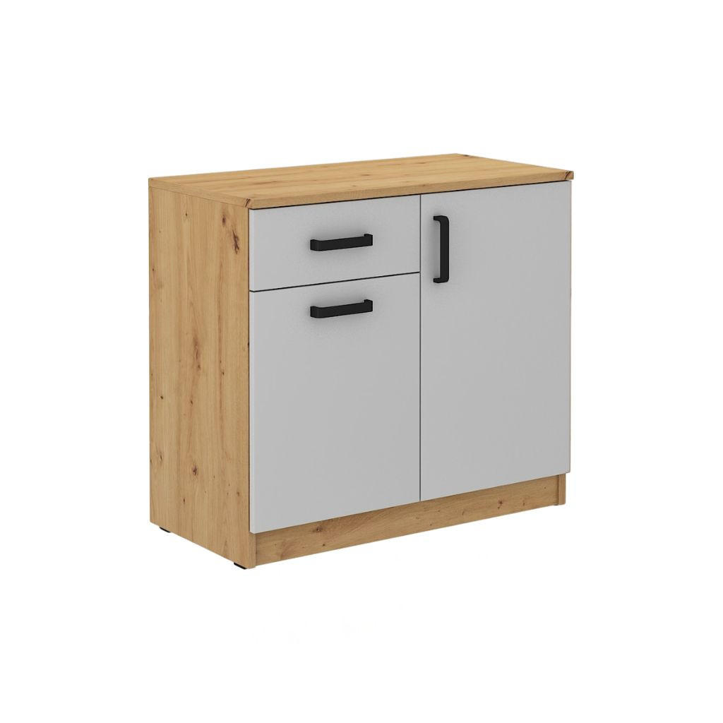 KOMMODE MALTESA 80/73/41 cm mit 1 Schubladen 2 Türen Eiche Artisan - Eiche Artisan/Grau, Holzwerkstoff (80/73/41cm) - MASSENO