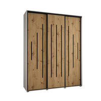 SCHWEBETÜRENSCHRANK 235,2/190/45 3-türig - Schwarz/Eiche Artisan, Holz/Metall (190/235/45cm) - Abiks Möbel
