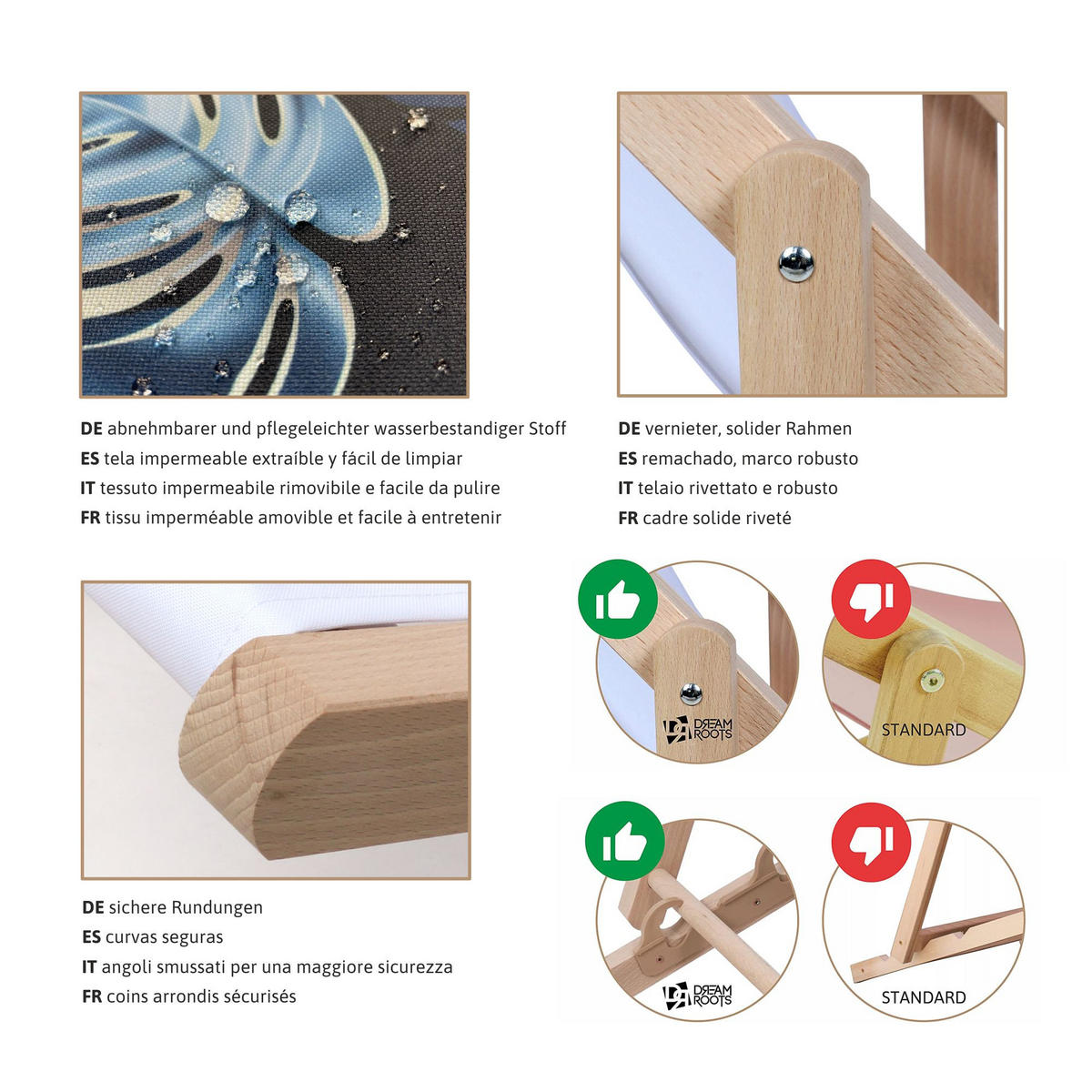 HOLZLIEGESTUHL klappbar Buchenholz Aral M - Blau, Holz (54/85/92cm) - Dreamroots