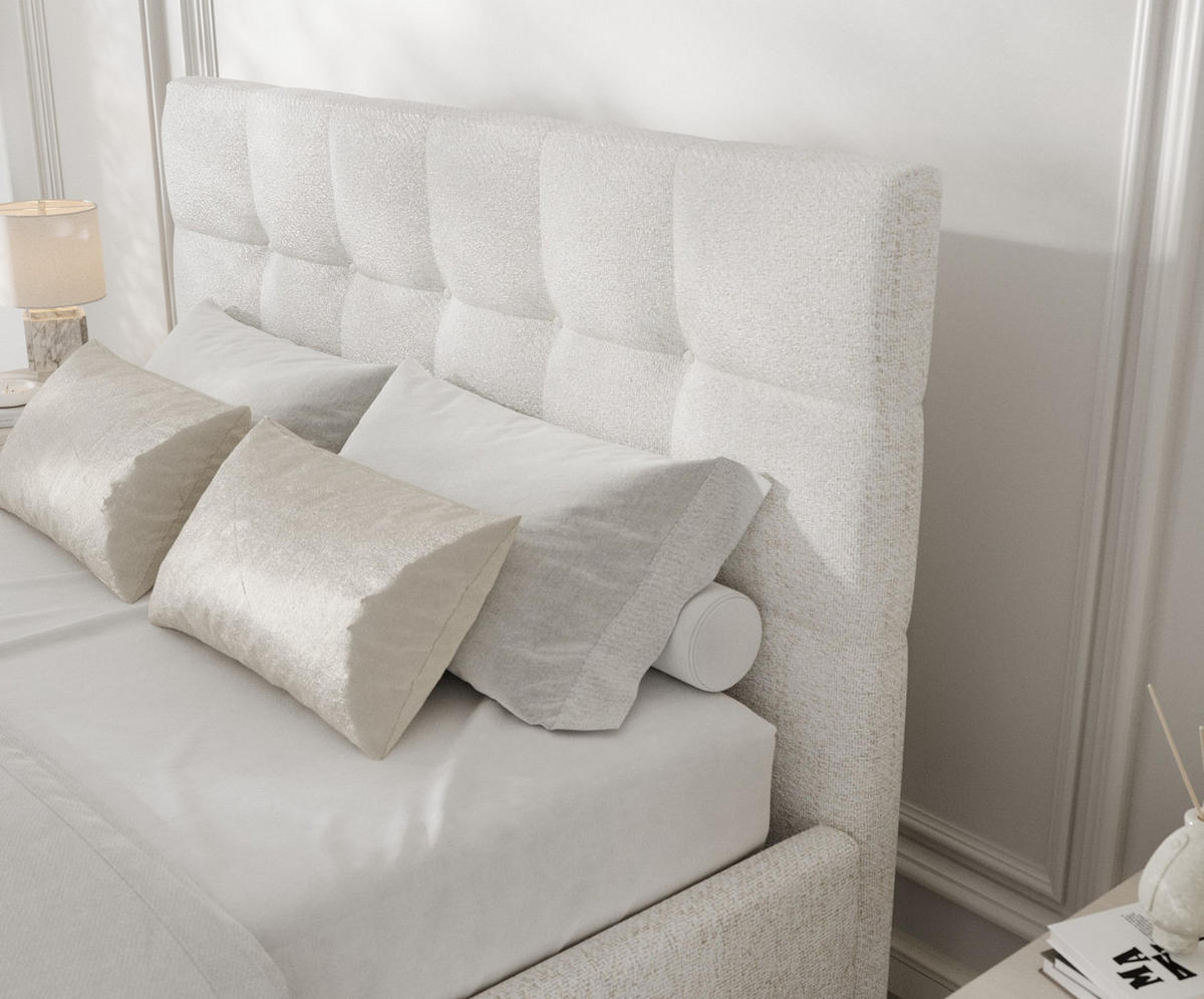 POLSTERBETT Cora 140/200 cm Creme im Neve Stoff - Creme/Naturfarben, Holz/Holzwerkstoff (140/200cm) - AltaBeds