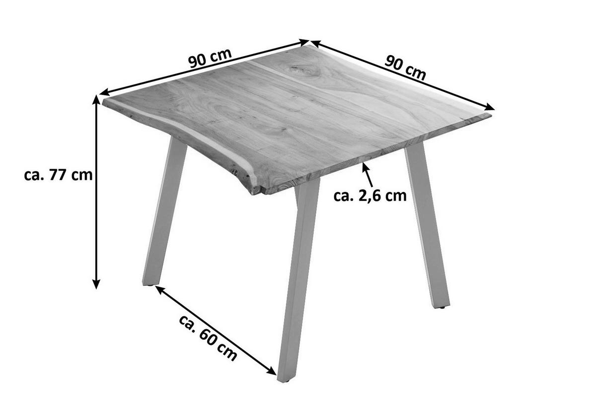 ESSTISCH LAXMI - Beige/Silberfarben, Holz/Metall (90/90/77cm) - SAM
