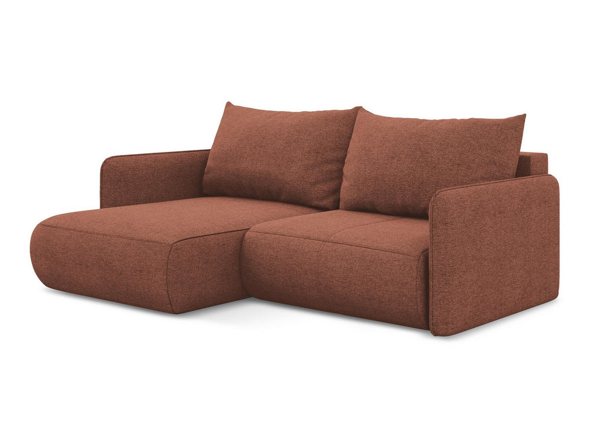 ECKSOFA mit Schlaffunktion Chenille Stoff Pink - Pink/Hellrosa, Kunststoff/Textil (148/207cm) - Makamii