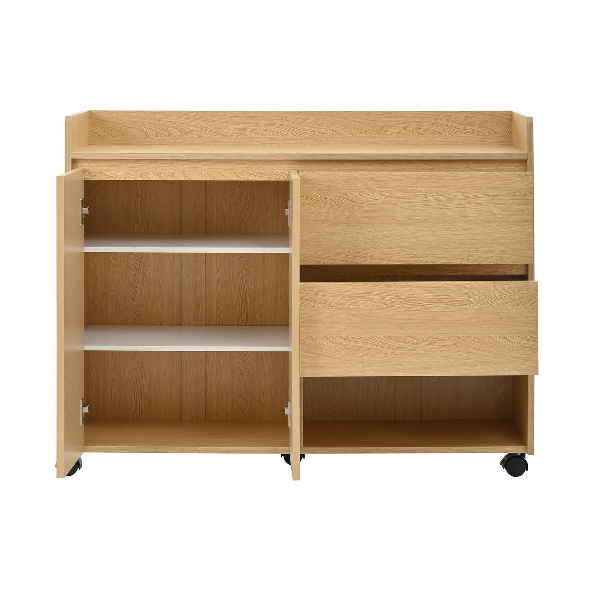 SCHUHSCHRANK Beweglich Rollen Verstellbar Dämpfung - Naturfarben, Holzwerkstoff (35/86/110cm) - FLIEKS