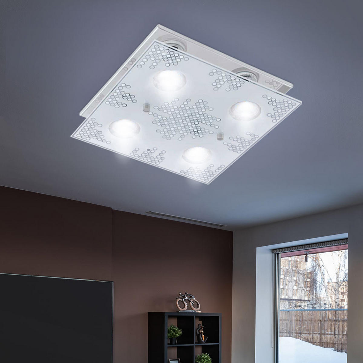 LED DECKENLEUCHTE Edelstahl Grau satiniert - Grau, Glas (29/29/8.5cm)