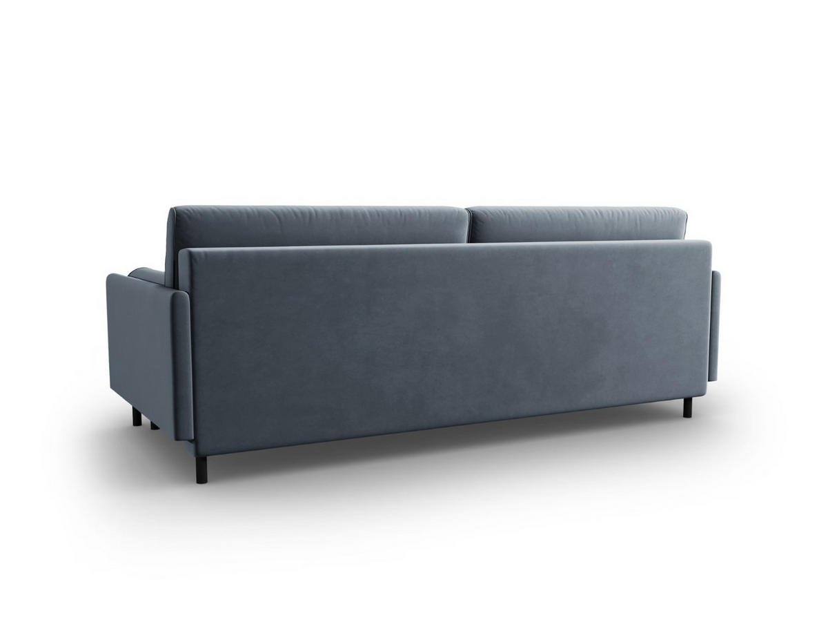 AUSKLAPPBARES-SOFA mit Bettkasten Scott aus Samt hellblau 3 Sitzplätze - Hellblau, Textil (97/87/212cm) - Micadoni
