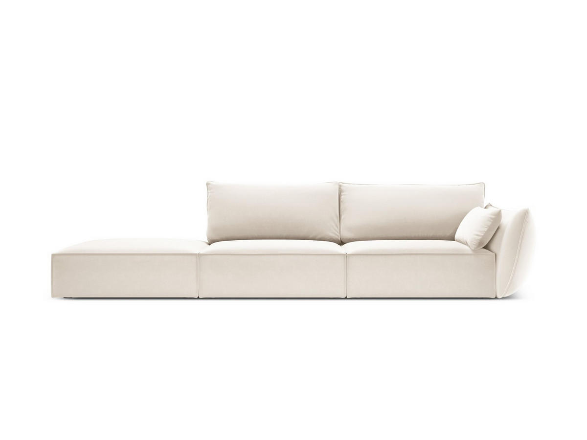 LINKES-SOFA Kaelle aus Samt leichtes beige 4 Sitzplätze - Creme, Textil (110/85/264cm) - Micadoni