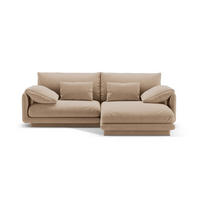 ECKSOFA rechts Torino aus Samt sandfarben 3 Sitzplätze - Sandfarben, Textil (170/220cm) - Micadoni