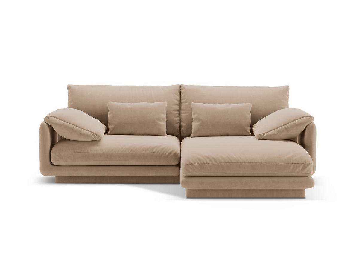 ECKSOFA rechts Torino aus Samt sandfarben 3 Sitzplätze - Sandfarben, Textil (170/220cm) - Micadoni
