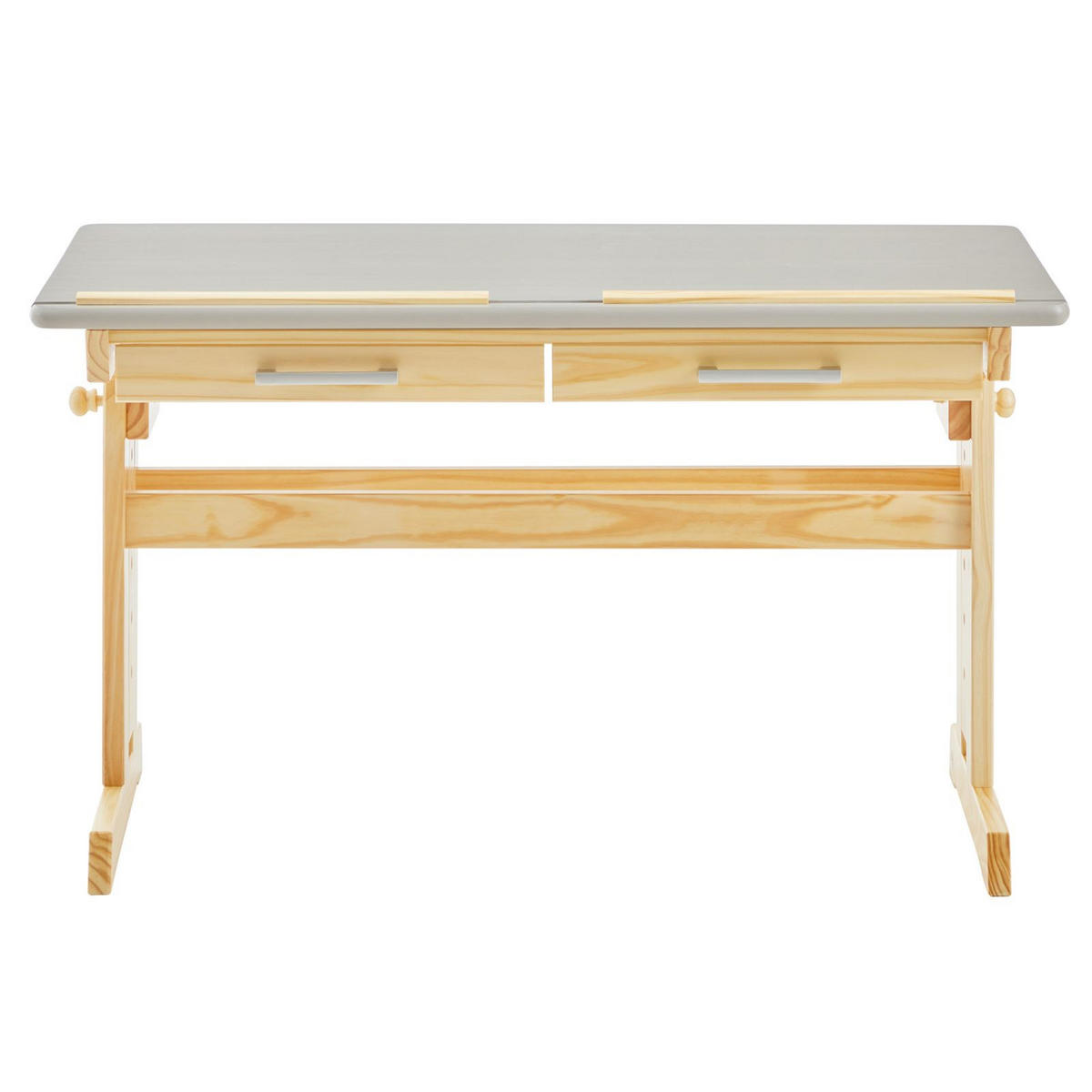 KINDERSCHREIBTISCH OLIVIA natur/grau - Naturfarben/Grau, Holz (109/130/55cm) - IDIMEX
