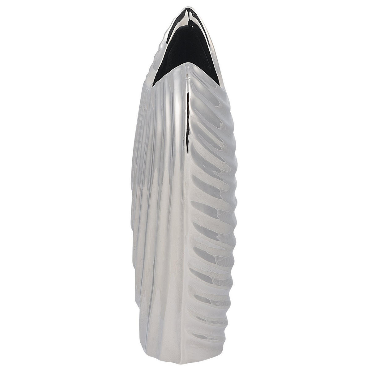 DEKOVASE Steinzeug silber Ecetra - Silberfarben, Stein (26cm) - Beliani