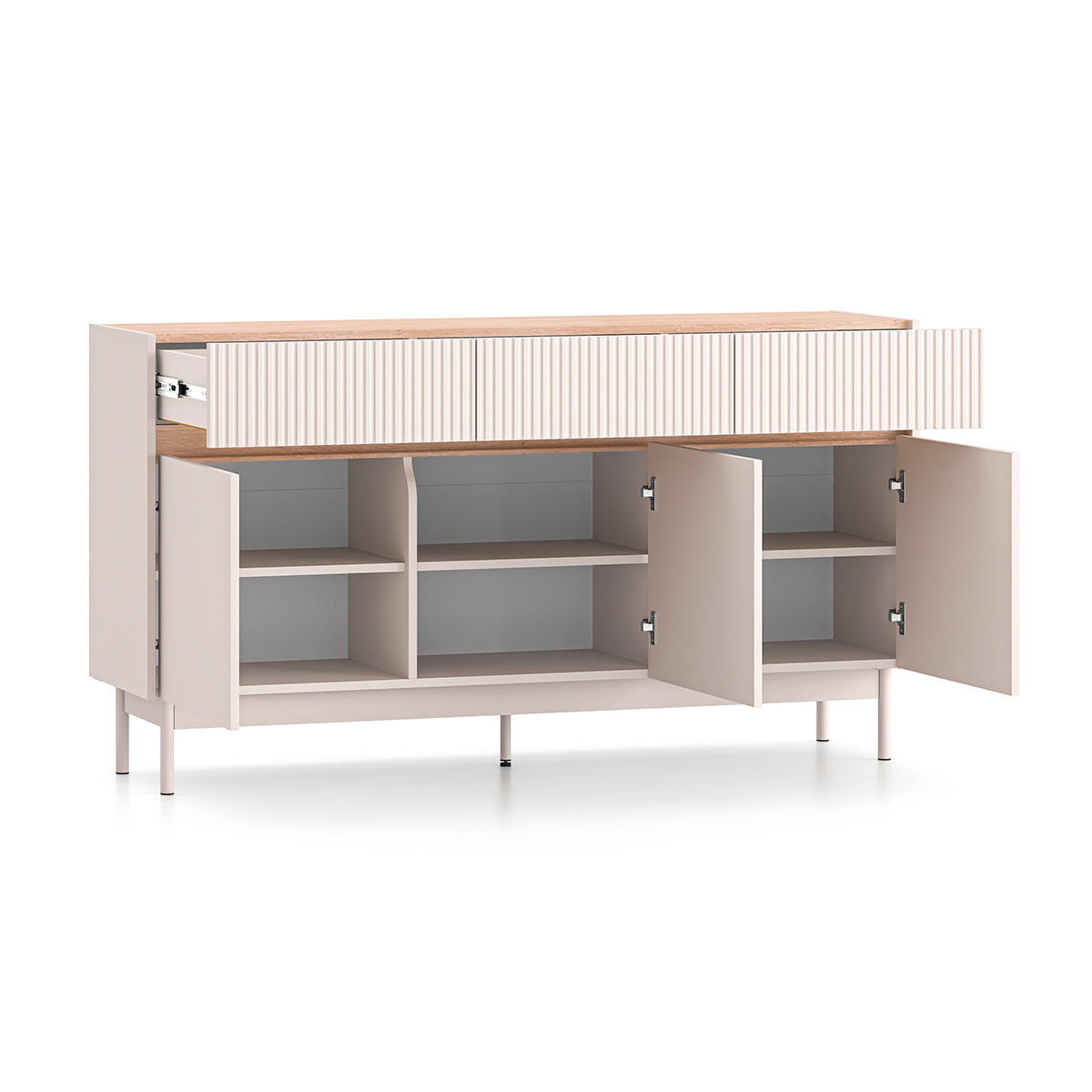 SIDEBOARD Connie Kaschmir und Holz - Beige, Holzwerkstoff (153.2/84.4/40cm) - Petits-meubles