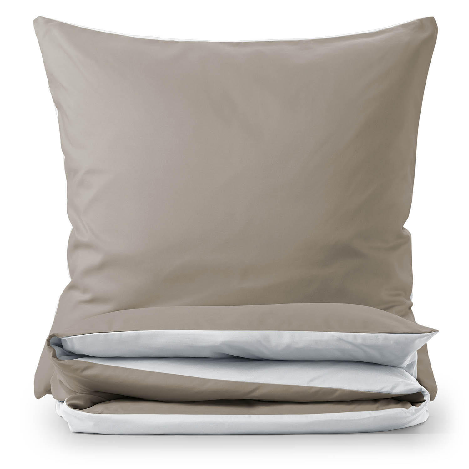 WENDEBETTWÄSCHE Ebba 140/200 cm 80/80 cm, Taupe und Weiß - Taupe/Weiß, Textil (140/200cm) - Blumtal