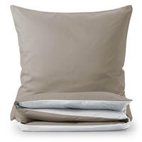 WENDEBETTWÄSCHE Ebba 200/220 cm 2 mal 80/80 cm, Taupe und Weiß - Taupe/Weiß, Textil (200/220cm) - Blumtal