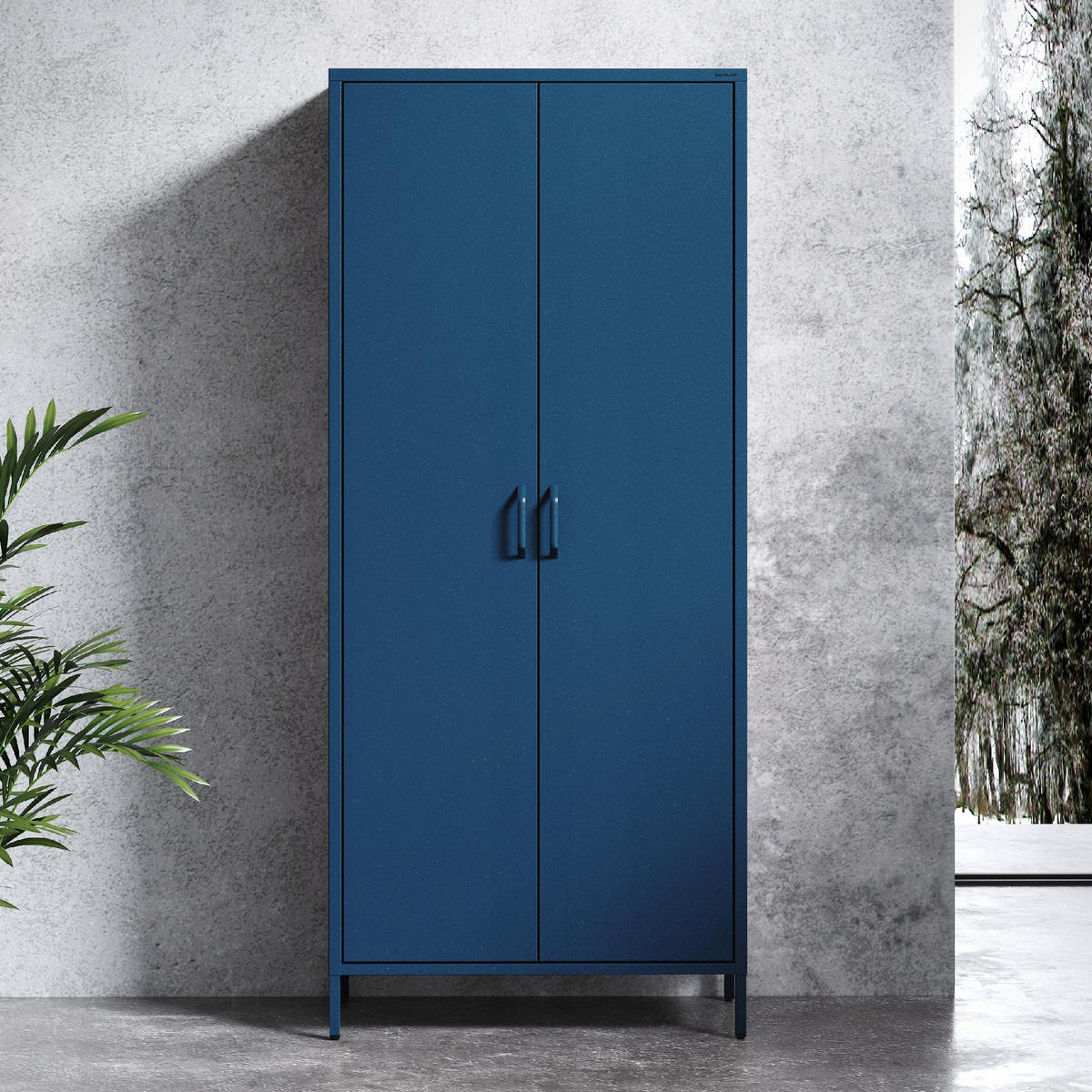 KLEIDERSCHRANK FLAVIO - Blau, Metall (80/185/45cm) - Jan Nowak