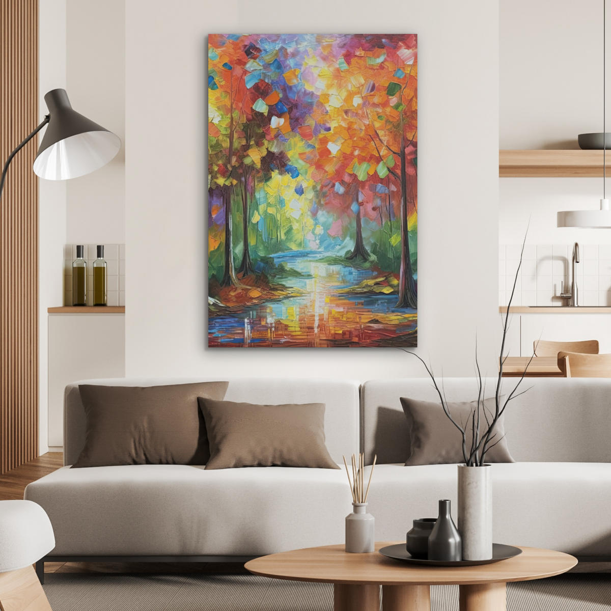 AKUSTIKBILD Landschaft - Wald - Farben - Natur Wanddeko 70x100 cm - Multicolor, Textil (70/100/0.9cm) - MuchoWow