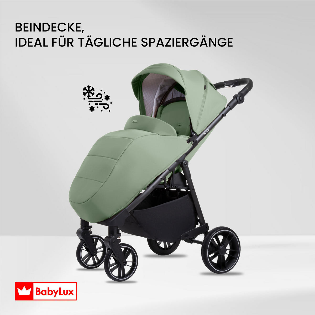 BUGGY Rolle, Klein und Leicht, Teleskopische Führung, Kompakt Faltbar, Wickeltasche, Reisetasche - Jadegrün/Schwarz, Textil/Metall (58/99cm) - BabyLux