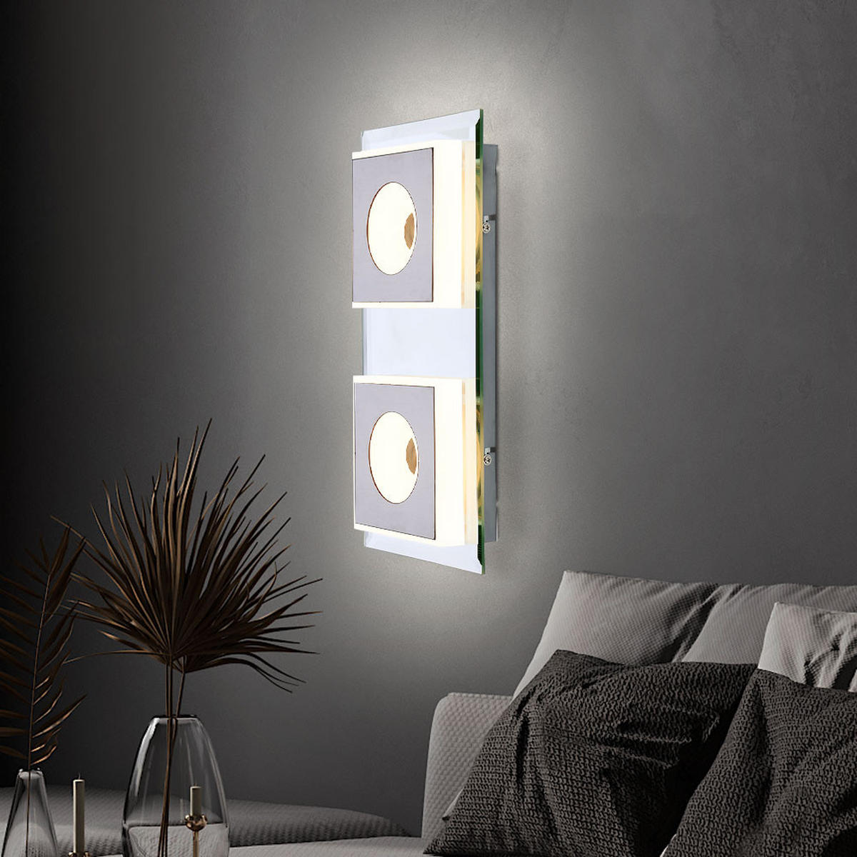 LED WANDLEUCHTE Spiegel Silber Matt - Silberfarben, Metall (16/5/33cm) - Globo Lighting