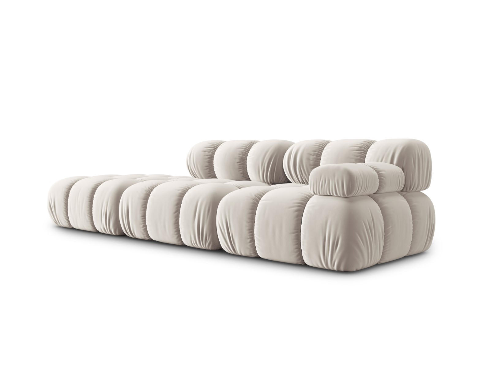 MODULARES-SOFA links Bellis aus Samt leichtes beige 4 Sitzplätze - Creme, Textil (94/63/282cm) - Micadoni