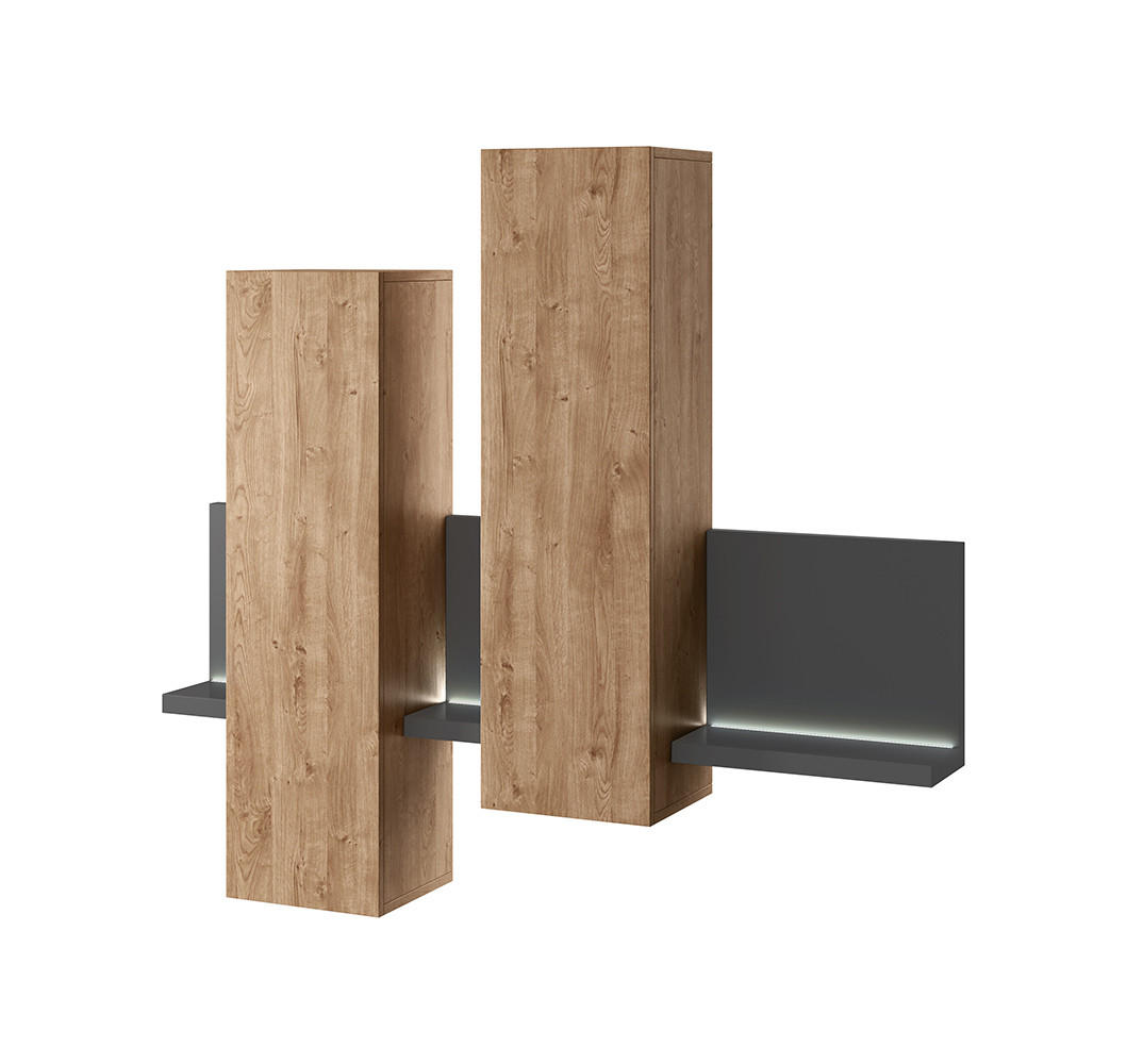 HÄNGESCHRANK Bota anthrazit / ribbeck eiche 152 cm / 35 cm / 142 cm - Eichefarben/Braun, Holz/Holzwerkstoff (152/142/35cm) - Feldmann-Wohnen