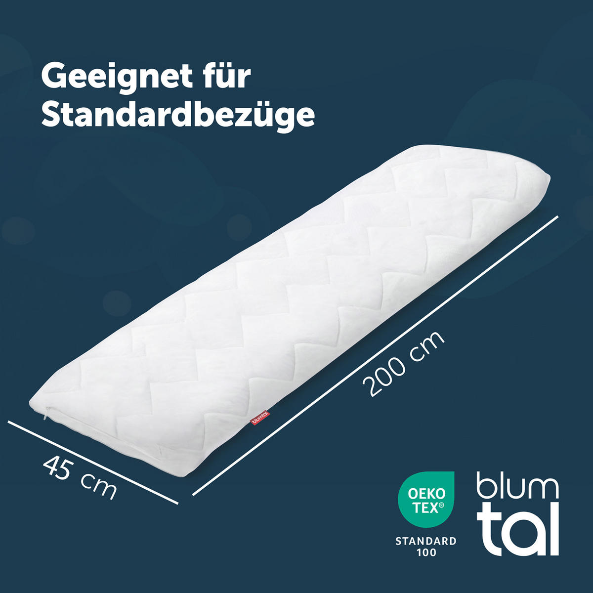 VANKÚŠ na spanie na boku s nastaviteľnou výplňou 40x200 cm - biela, textil (45/200cm) - Blumtal