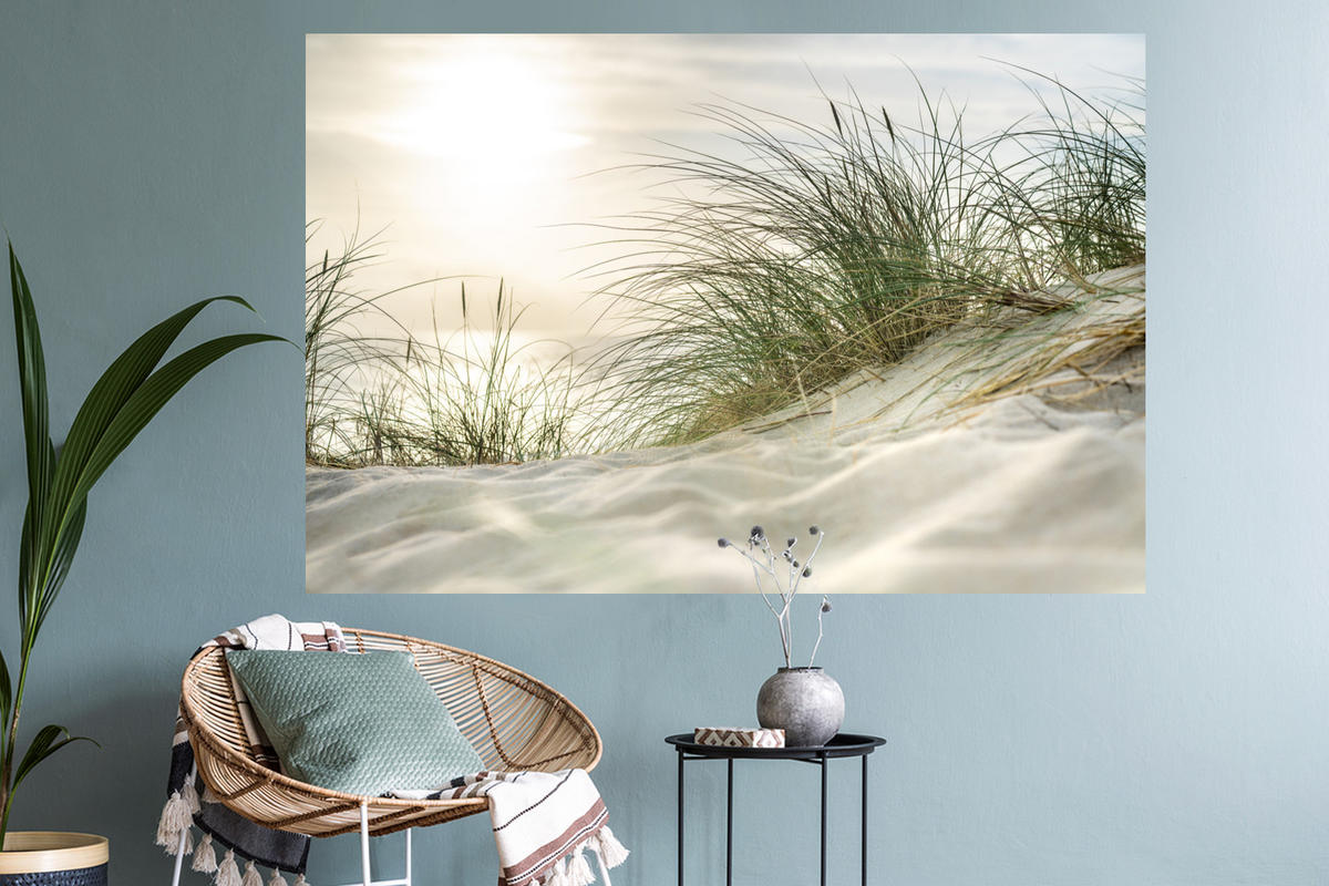 WANDTATTOO Dünen - Strand - Schlewswig-Holstein - Wattenmeer 120x80 cm - Creme, Kunststoff (120/80/0.1cm) - MuchoWow