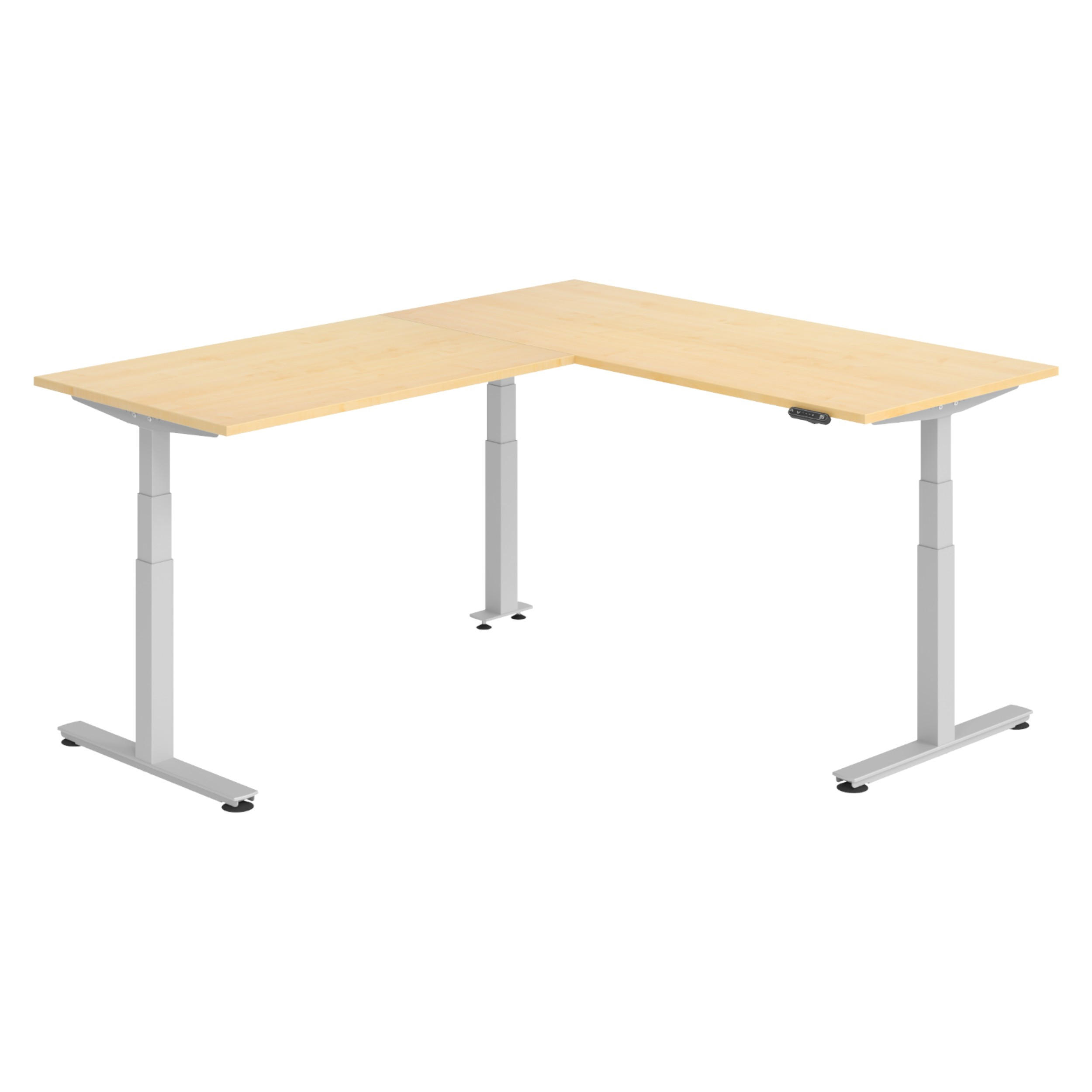 bümö Eckschreibtisch Ahorn, Silber 180x74x220 cm