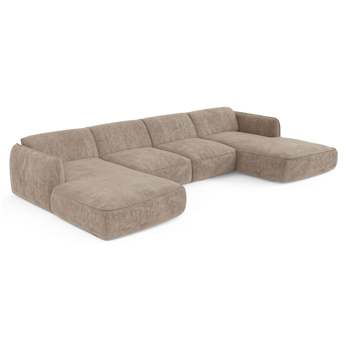 WOHNLANDSCHAFT Rastervelours Taupe 346cm - Taupe, Textil (346/76/166cm) - Sia Home