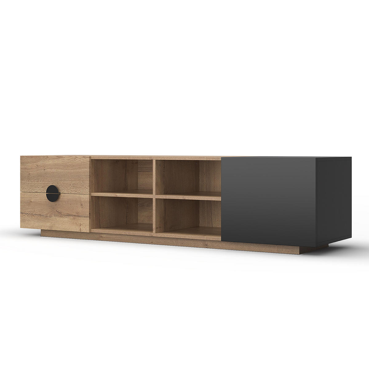 TV-SCHRANK 180/38/47 cm aus MDF und Holzwerkstoff mit Klapptüren und Vintage-Design, Eichefarben - Hellbraun, Holzwerkstoff (180/47/38cm) - Redom