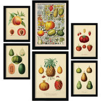 POSTER Set Mit 6 Gesund In Vintage A3 & A4 Weißer Rahmen - Weiß, Papier (29/3cm) - Nacnic