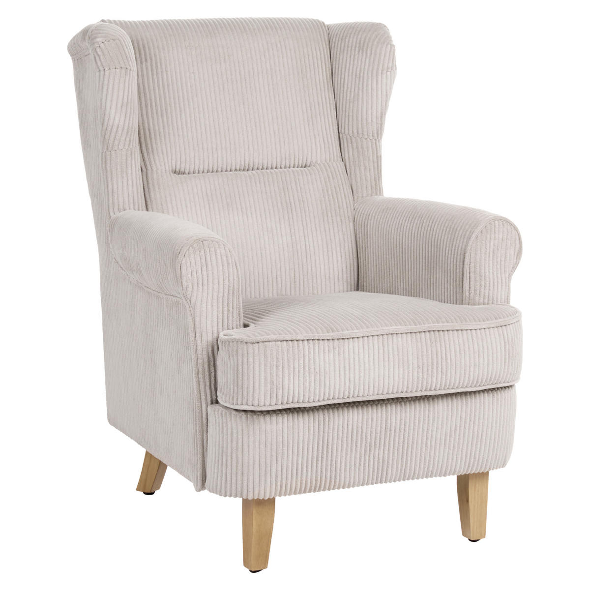 OHRENSESSEL Cord Beige Abson - Hellbraun, Textil (64/100/65cm) - Beliani