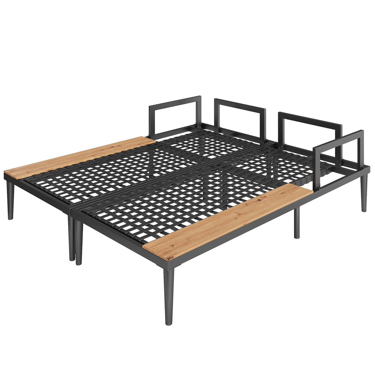 GARTENLIEGE 150/140/30 cm grau aus Metall und Polyester teilbar - Grau, Metall (150/30/140cm) - OKWISH