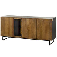 SIDEBOARD Mango / Altholz 180x47x81 schwarz / natur lackiert DAVIS #21 - Schwarz, Holz (180/81/47cm) - Massivmoebel24