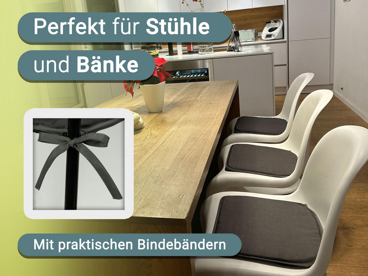 STUHLKISSEN, 4er-Set, 85% Polyester, 15% Polyamid - Graphitfarben, Textil (38/38/2cm) - Zollner