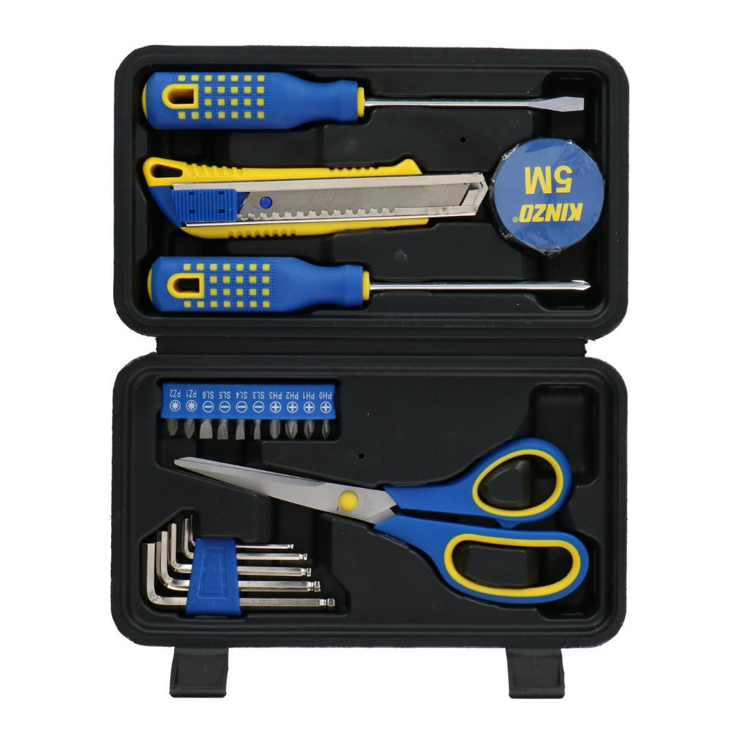 WERKZEUGSET Schwarz 21-teilig mit Schraubendreher Bits Schere Koffer - Schwarz, Kunststoff (23/6/13cm) - Kinzo