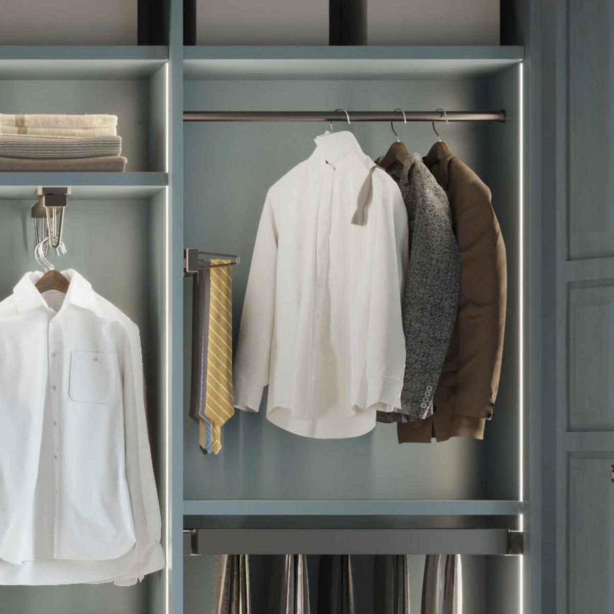 KORPUSSCHIENEN Rund D.28mm, Länge 1,15m Mit Halterungen, Aluminium Und Zamak, Titanium 2er-set - Titanfarben, Metall (2.8/3/115cm) - EMUCA