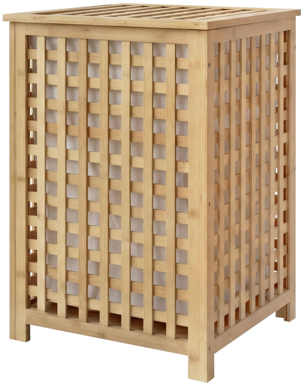 WÄSCHEBOX Hof 1 großes Fach 90 Liter 46x46x67cm Holz Natura Wäschesammler - Naturfarben, Holz (46/67/46cm) - DELUKE
