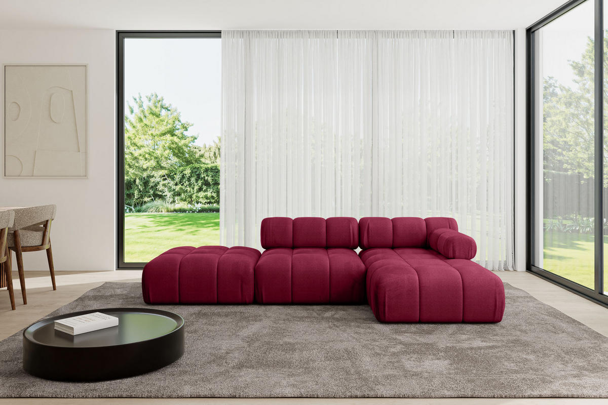 ECKSOFA modulares Sofa Lizur-L1 - 285x160x70 cm Bordeauxrot Velours - Bordeaux, Holzwerkstoff/Textil (285/160cm) - ALTDECOR
