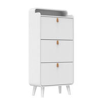 SCHUHSCHRANK mit 3 Klappen in Weiß – schmales Design mit Oberboden - Weiß, Holzwerkstoff (63/133.7/29.5cm) - BEAOK