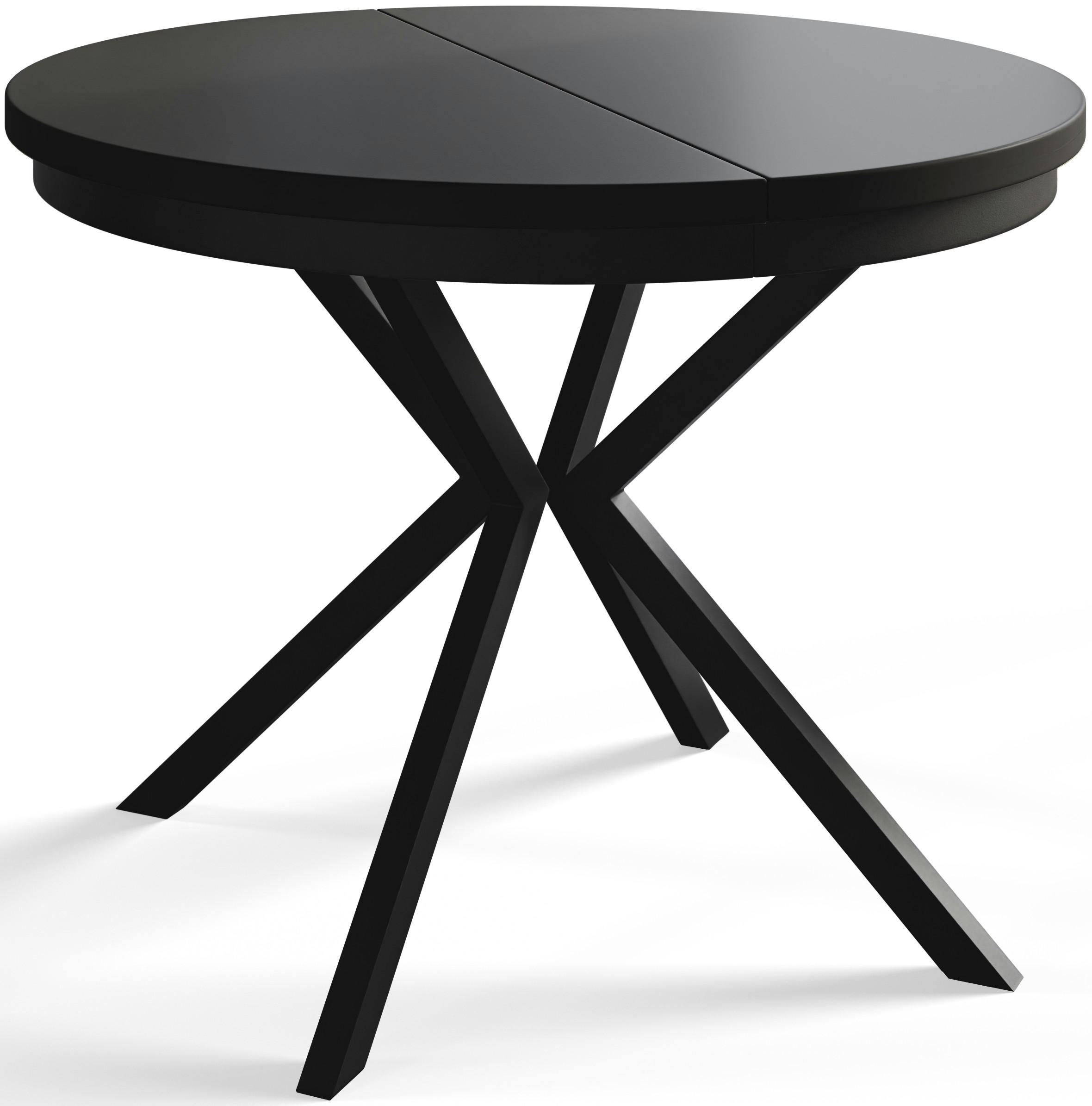 ESSZIMMERTISCH BERGO, ausziehbarer Tisch 120 cm/200 cm, Farbe: Schwarz, mit Metallbeinen in Farbe Schwarz - Schwarz, Holzwerkstoff (120/120/76cm) - Alpi-Möbel