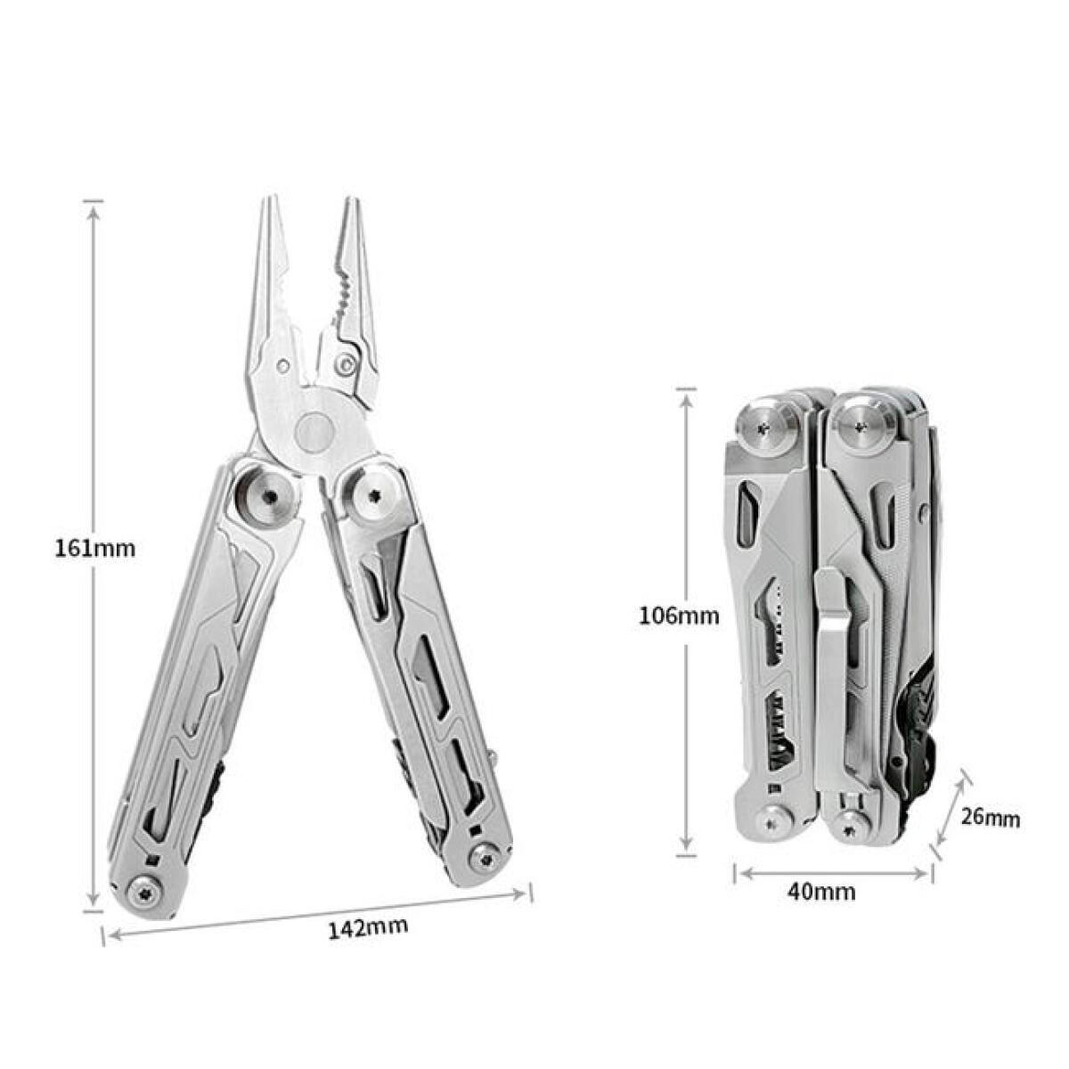 ZANGE – mit Selbstverriegelungsfunktion – ideal für den Outdoor-Einsatz und Survival-Szenarien. - Silberfarben, Metall (14.2/1.9/6.1cm) - DCA
