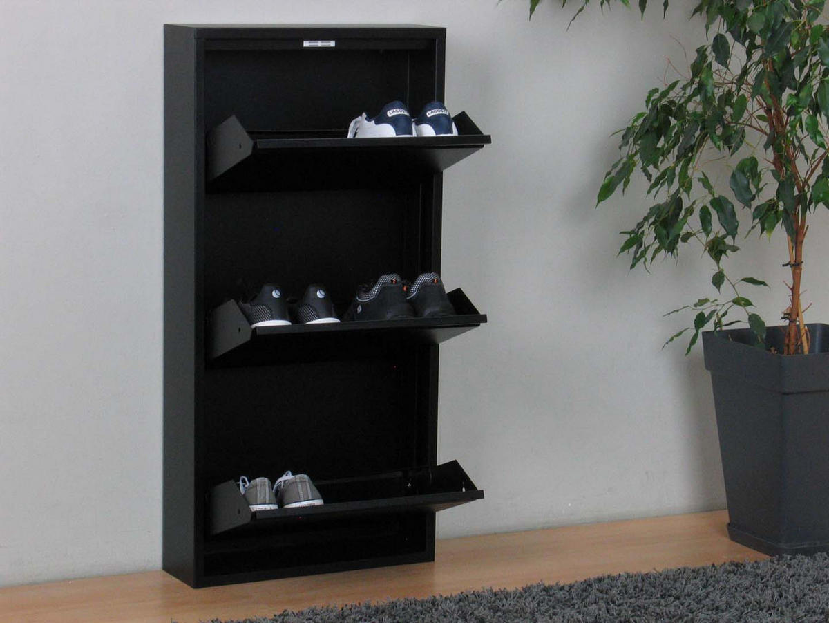 SCHUHKIPPER schwarz - Schwarz, Holzwerkstoff (50/106/16cm) - ebuy24