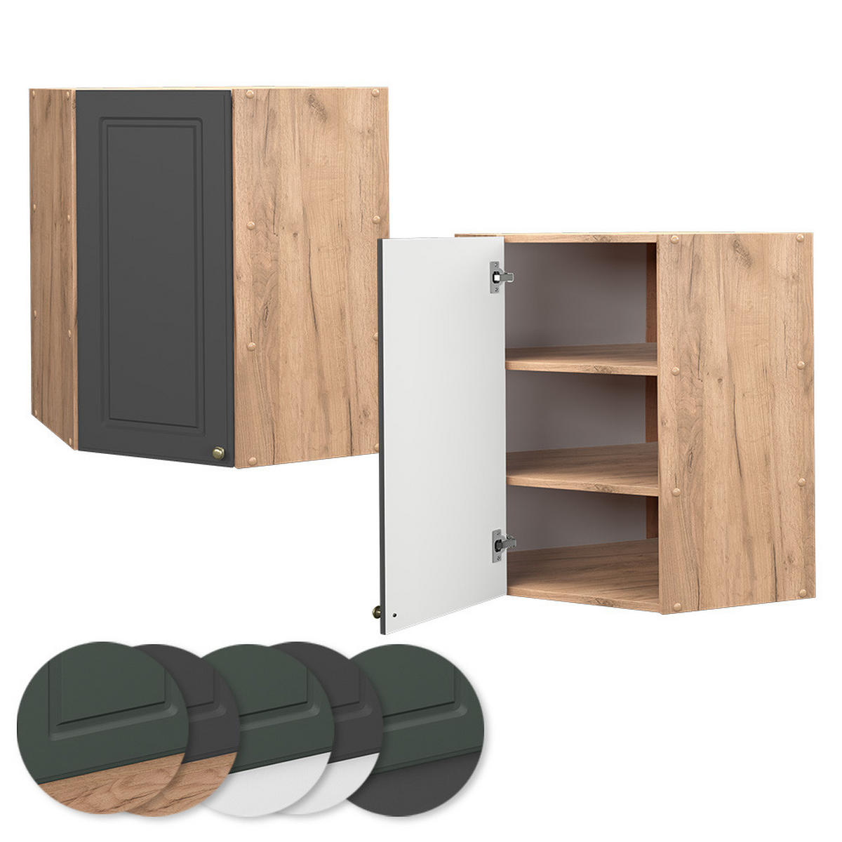ECKHÄNGESCHRANK Fame-Line Anthrazit-Gold 57 cm - Honigeiche/Anthrazit, Holzwerkstoff (57/72/34.1cm) - Vicco