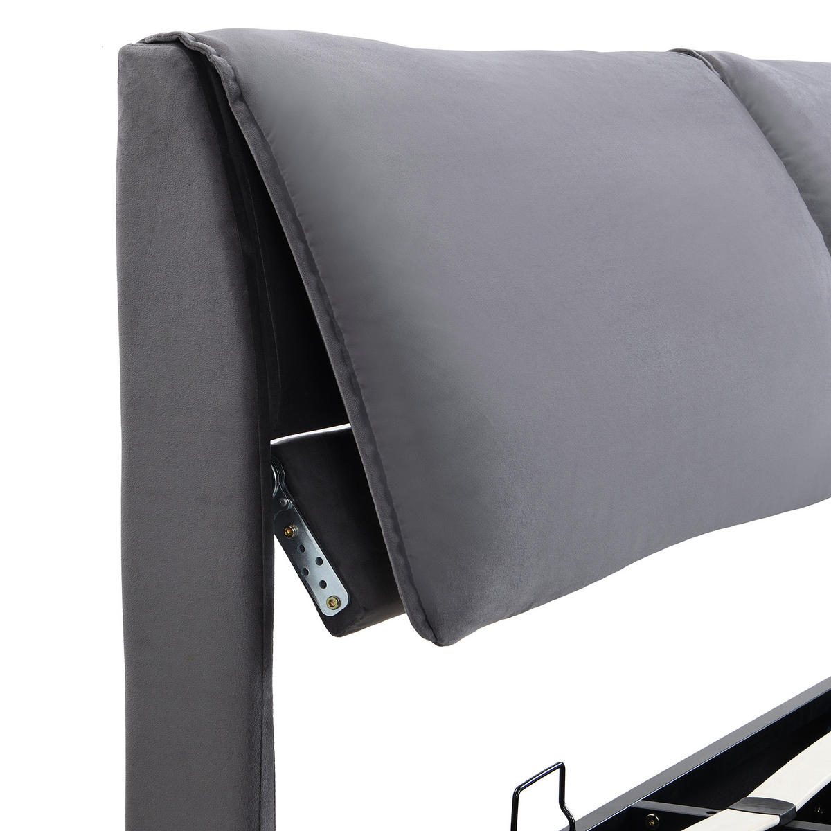 POLSTERBETT aus Samt 160x200 cm in Grau mit Bettkasten & 3 Schubladen - Grau, Textil (160/200cm) - Modfu