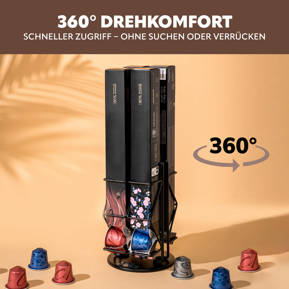 KAPSELSTÄNDER, für Nespresso, schwarz, Metall - Schwarz, Metall (11/17/115.5cm) - eluno