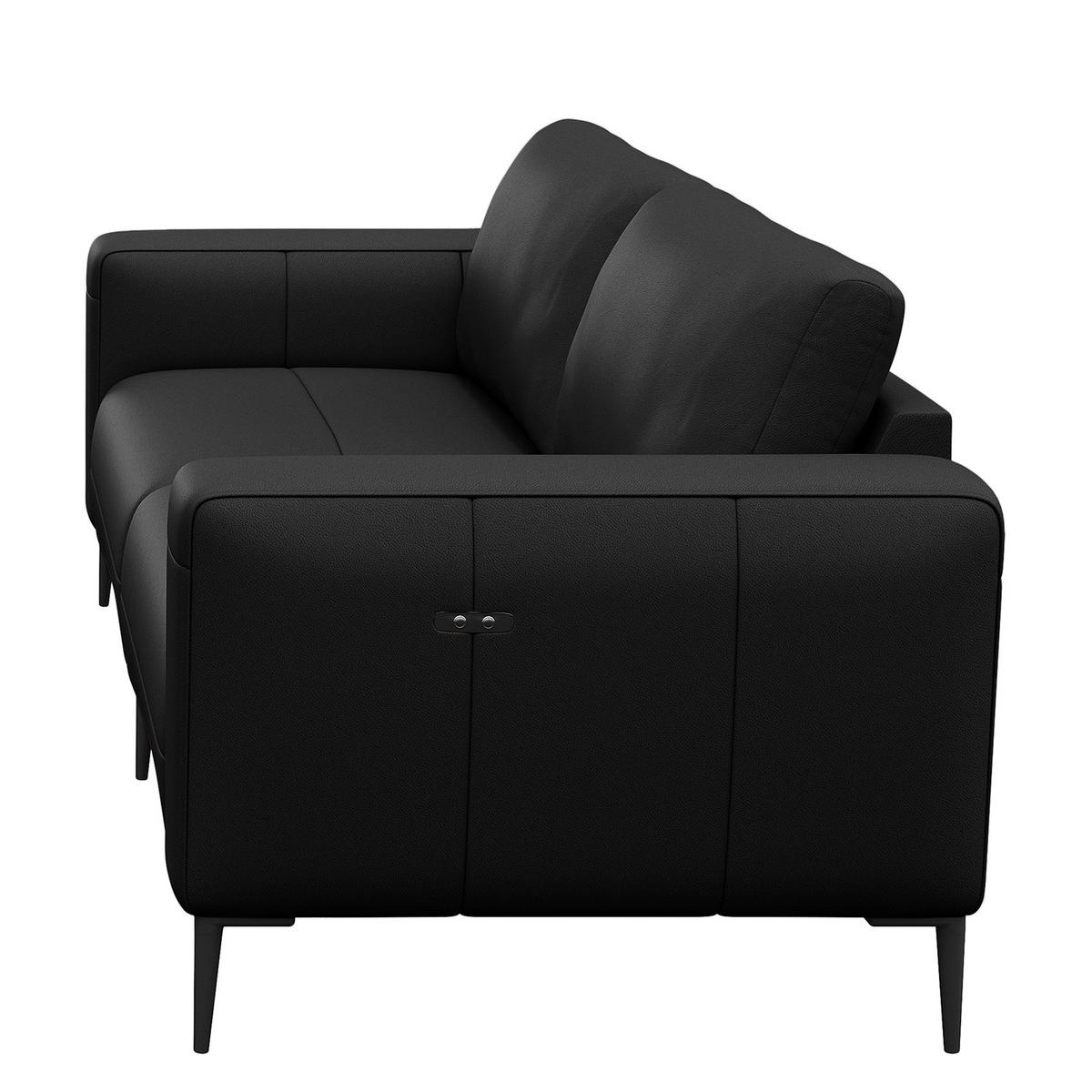 3-SITZER SOFA - Schwarz, Leder/Metall (225/77/88cm) - home24