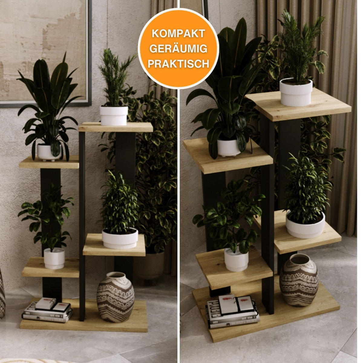 BLUMENSTÄNDER M4 - Eiche Artisan, Holzwerkstoff (32/82/52cm) - RAUMHIRSCH FURNITURE
