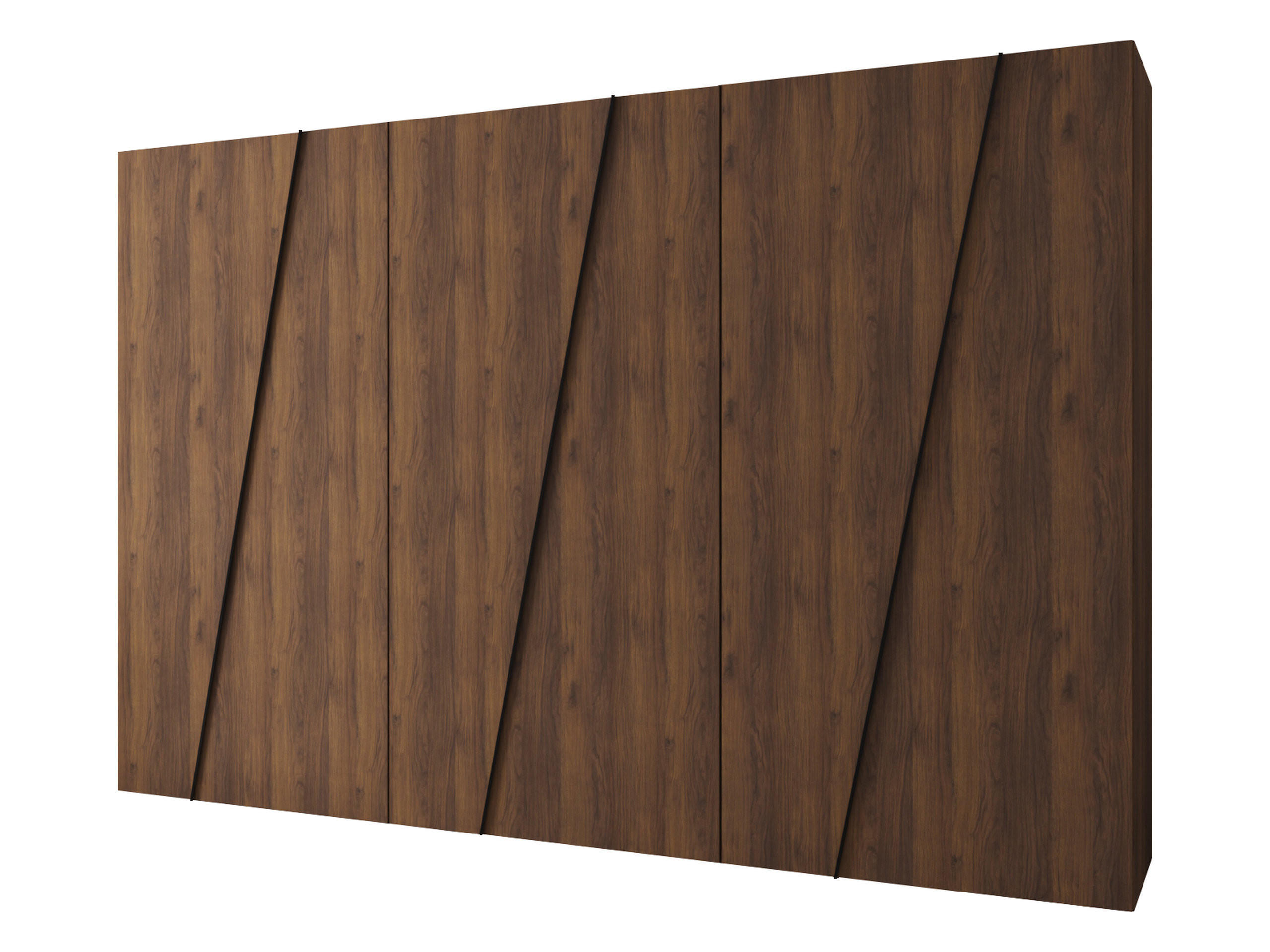 DREHTÜRENSCHRANK Zen 300 cm - Nussbaumfarben/Schwarz, Holzwerkstoff/Kunststoff (300/202/50cm) - MIRJAN24