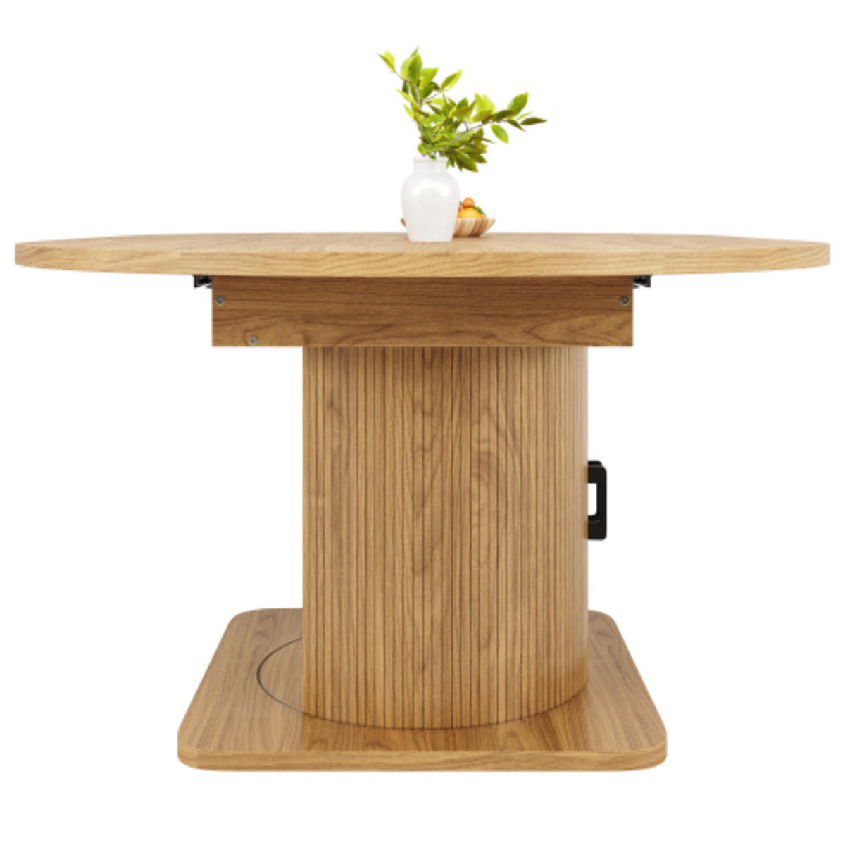 ESSTISCH Ausziehbarer 118-158×118×76 cm aus MDF und Metall mit integriertem Stauraum, naturfarben - Naturfarben, Holzwerkstoff (158/118/76cm) - Luhomfu